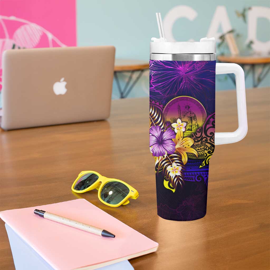Wallis and Futuna Tumbler With Handle Whale Hibiscus Polynesian DT02 - Polynesian Pride
