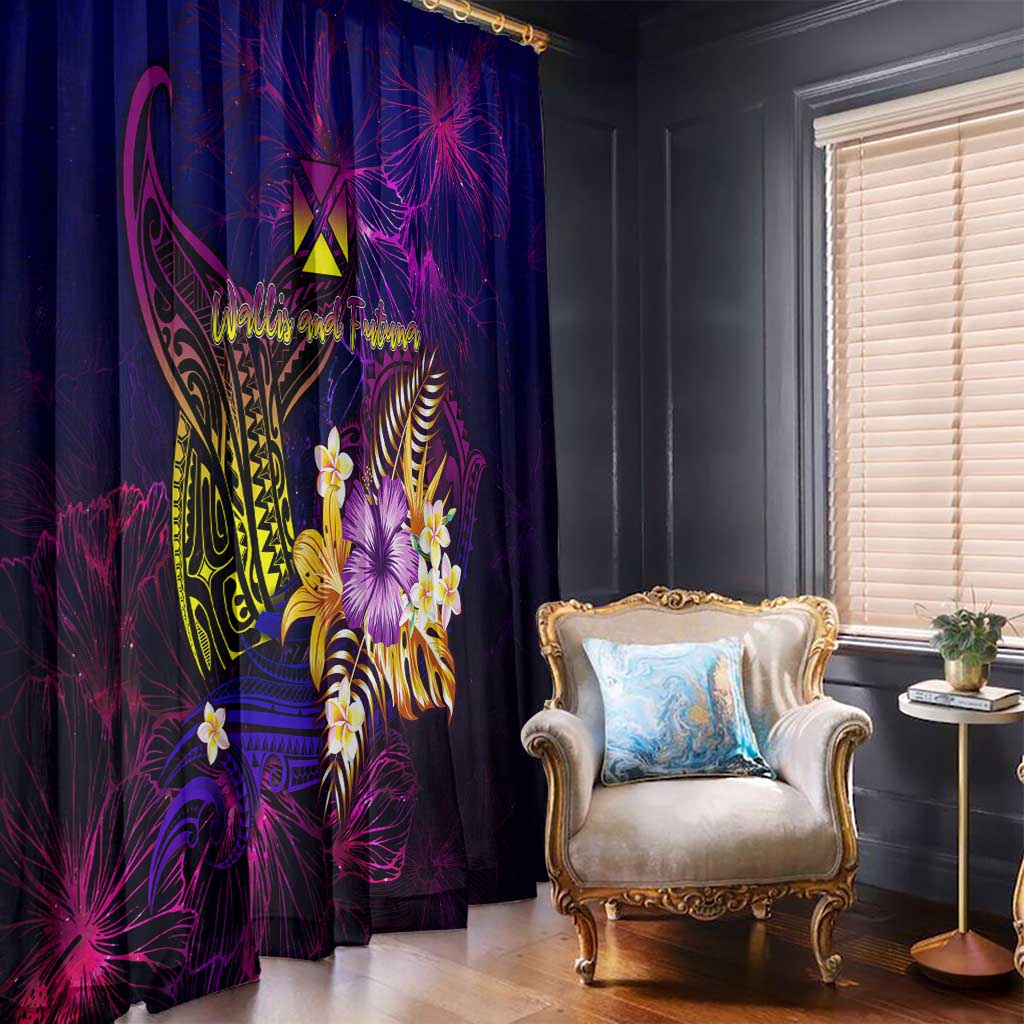 Wallis and Futuna Window Curtain Whale Hibiscus Polynesian DT02 - Polynesian Pride
