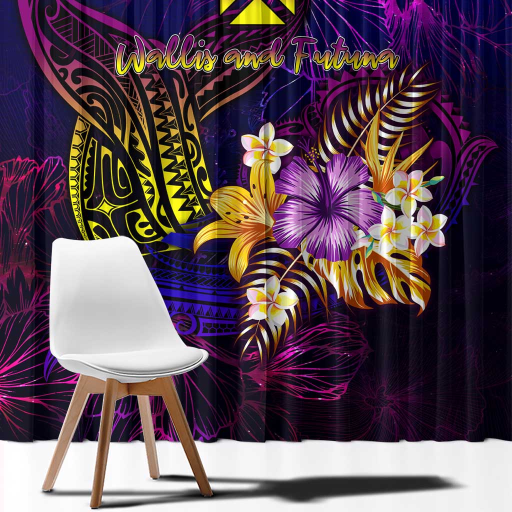 Wallis and Futuna Window Curtain Whale Hibiscus Polynesian DT02 - Polynesian Pride