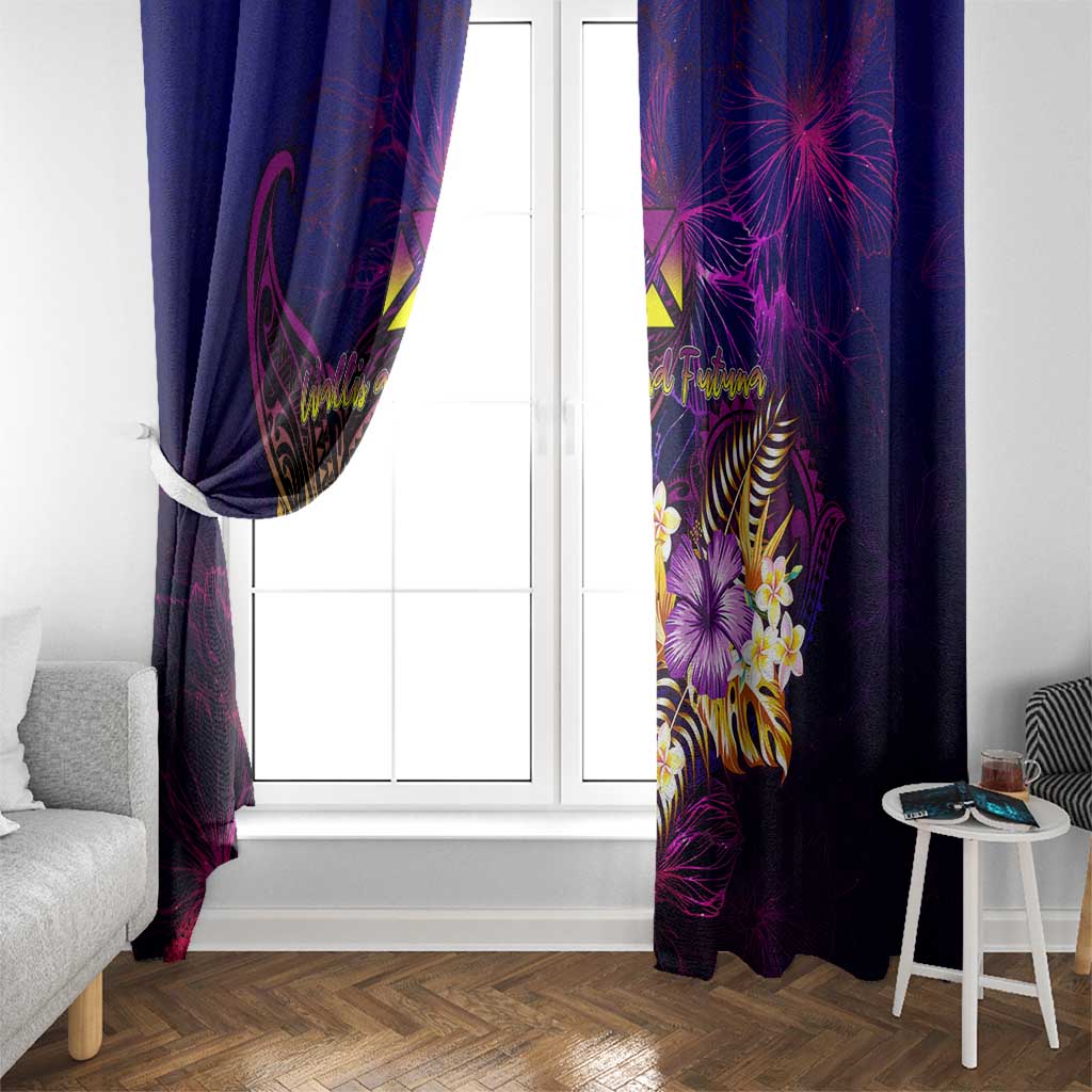 Wallis and Futuna Window Curtain Whale Hibiscus Polynesian DT02 - Polynesian Pride