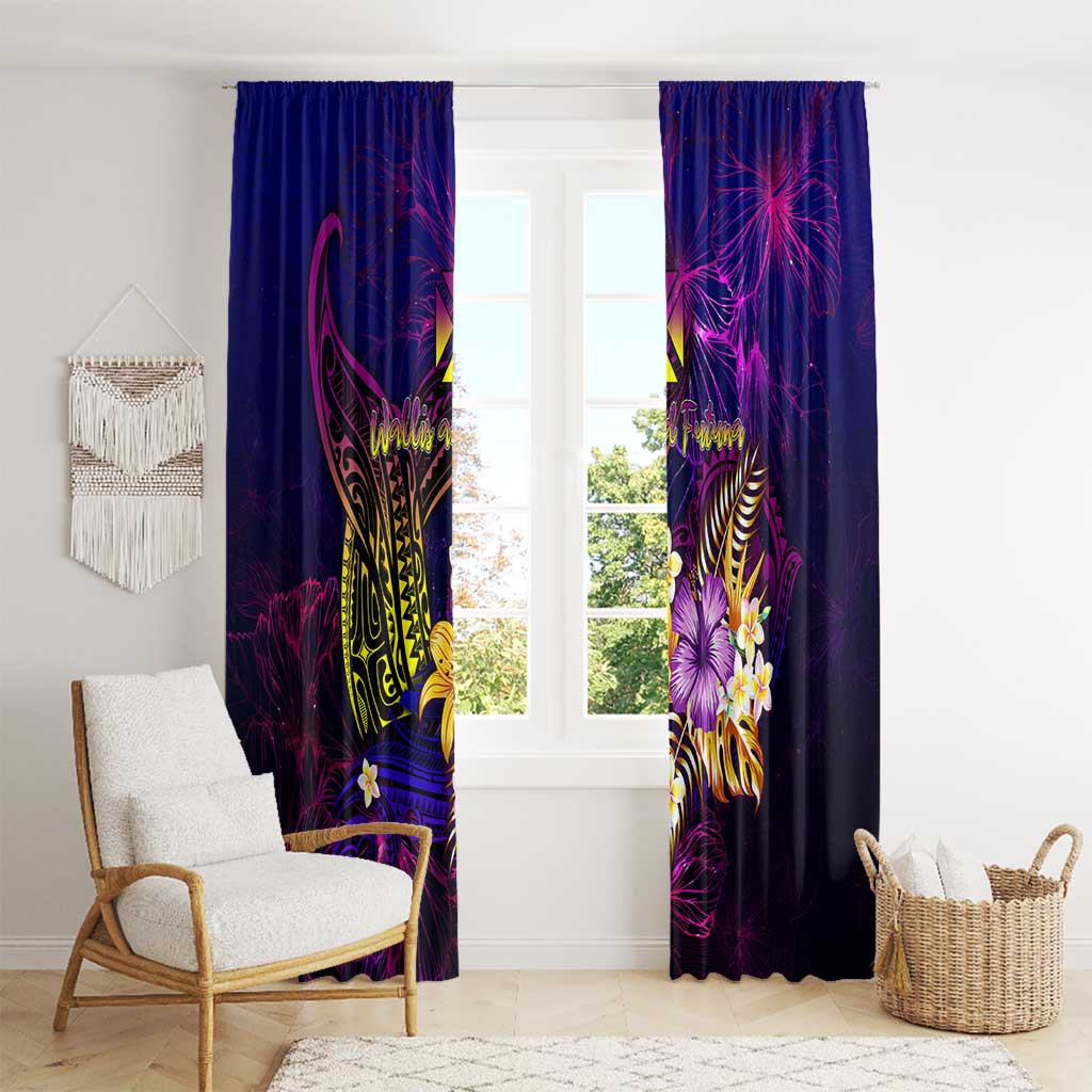 Wallis and Futuna Window Curtain Whale Hibiscus Polynesian DT02 - Polynesian Pride