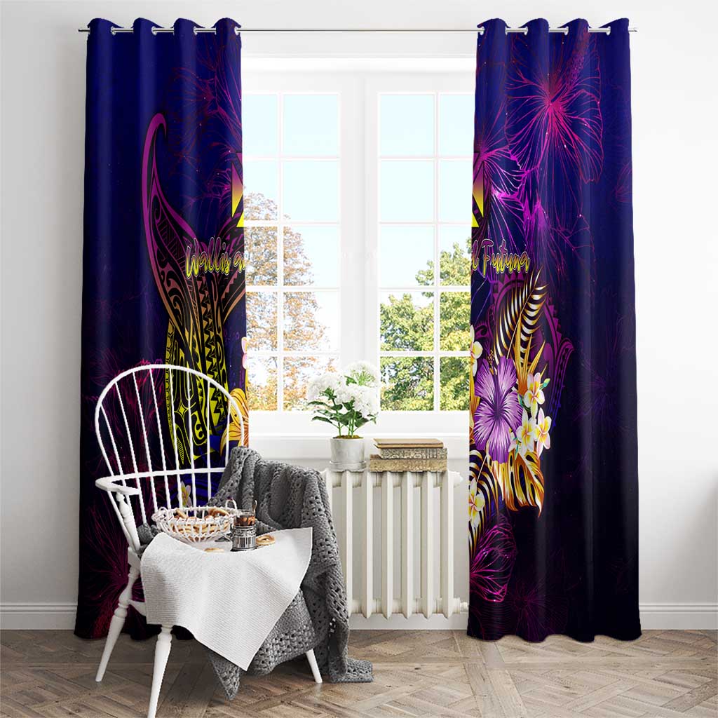 Wallis and Futuna Window Curtain Whale Hibiscus Polynesian DT02 - Polynesian Pride