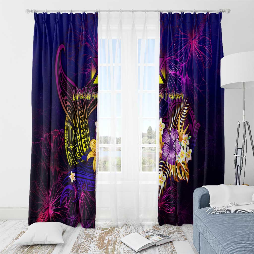 Wallis and Futuna Window Curtain Whale Hibiscus Polynesian DT02 - Polynesian Pride
