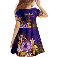New Caledonia Kid Short Sleeve Dress Whale Hibiscus Polynesian DT02 - Polynesian Pride