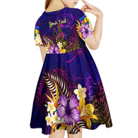New Caledonia Kid Short Sleeve Dress Whale Hibiscus Polynesian DT02 - Polynesian Pride