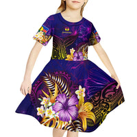 New Caledonia Kid Short Sleeve Dress Whale Hibiscus Polynesian DT02 - Polynesian Pride