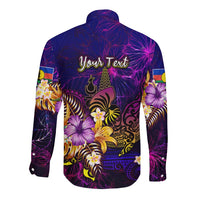 New Caledonia Long Sleeve Button Shirt Whale Hibiscus Polynesian DT02 - Polynesian Pride