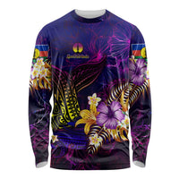 New Caledonia Long Sleeve Shirt Whale Hibiscus Polynesian DT02 Unisex Purple - Polynesian Pride