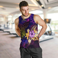 New Caledonia Men Tank Top Whale Hibiscus Polynesian DT02 Purple - Polynesian Pride