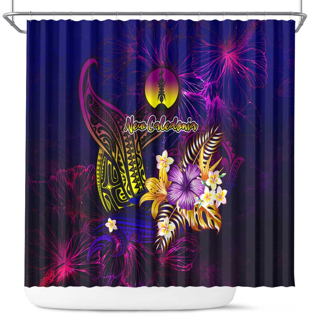 New Caledonia Shower Curtain Whale Hibiscus Polynesian DT02 Purple - Polynesian Pride