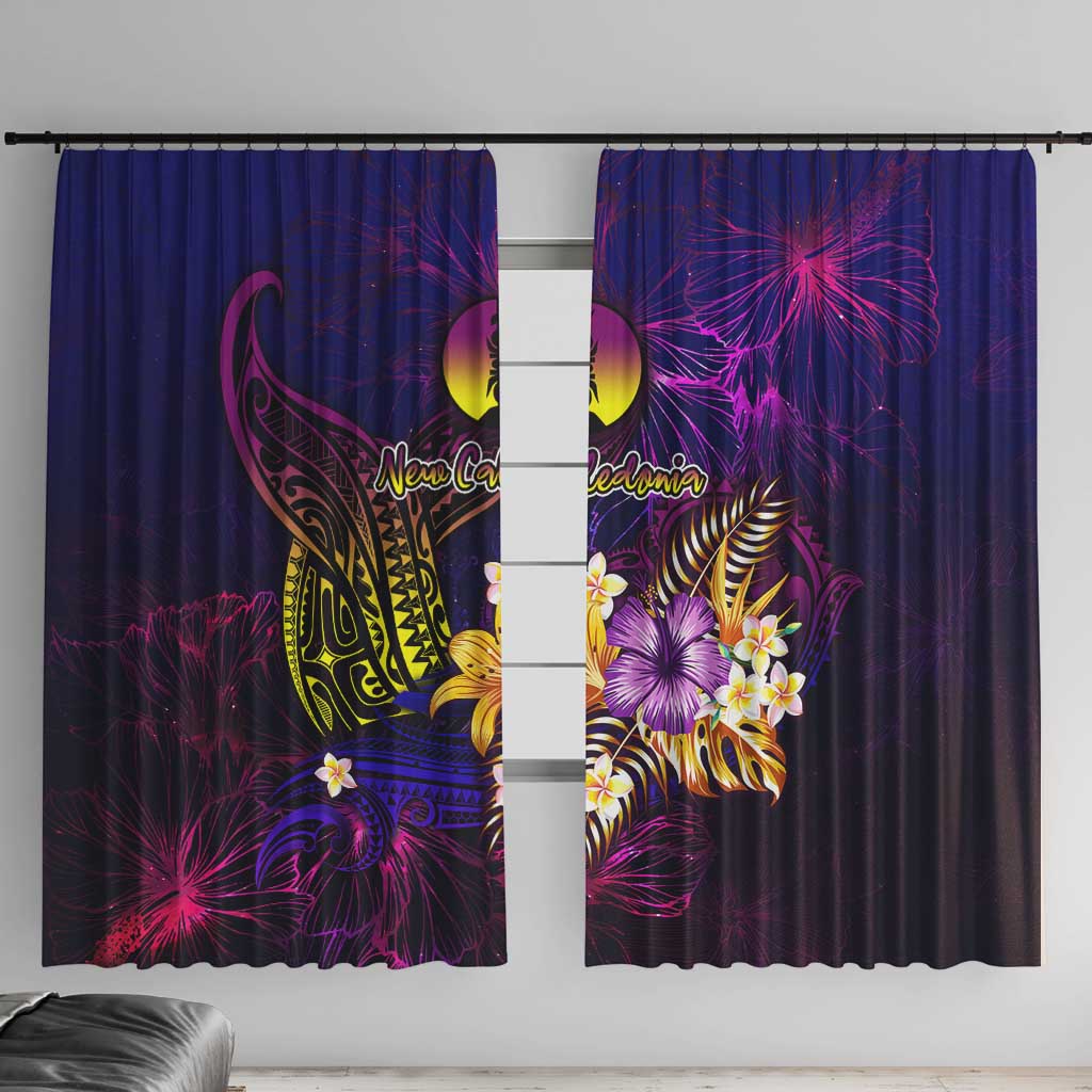 New Caledonia Window Curtain Whale Hibiscus Polynesian DT02 With Hooks Purple - Polynesian Pride