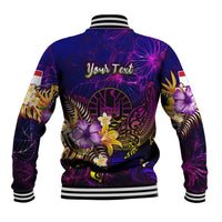 Tahiti French Polynesia Baseball Jacket Whale Hibiscus Polynesian DT02 - Polynesian Pride