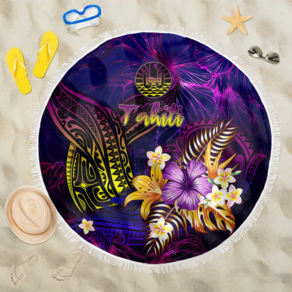 Tahiti French Polynesia Beach Blanket Whale Hibiscus Polynesian DT02 One Size 150cm Purple - Polynesian Pride