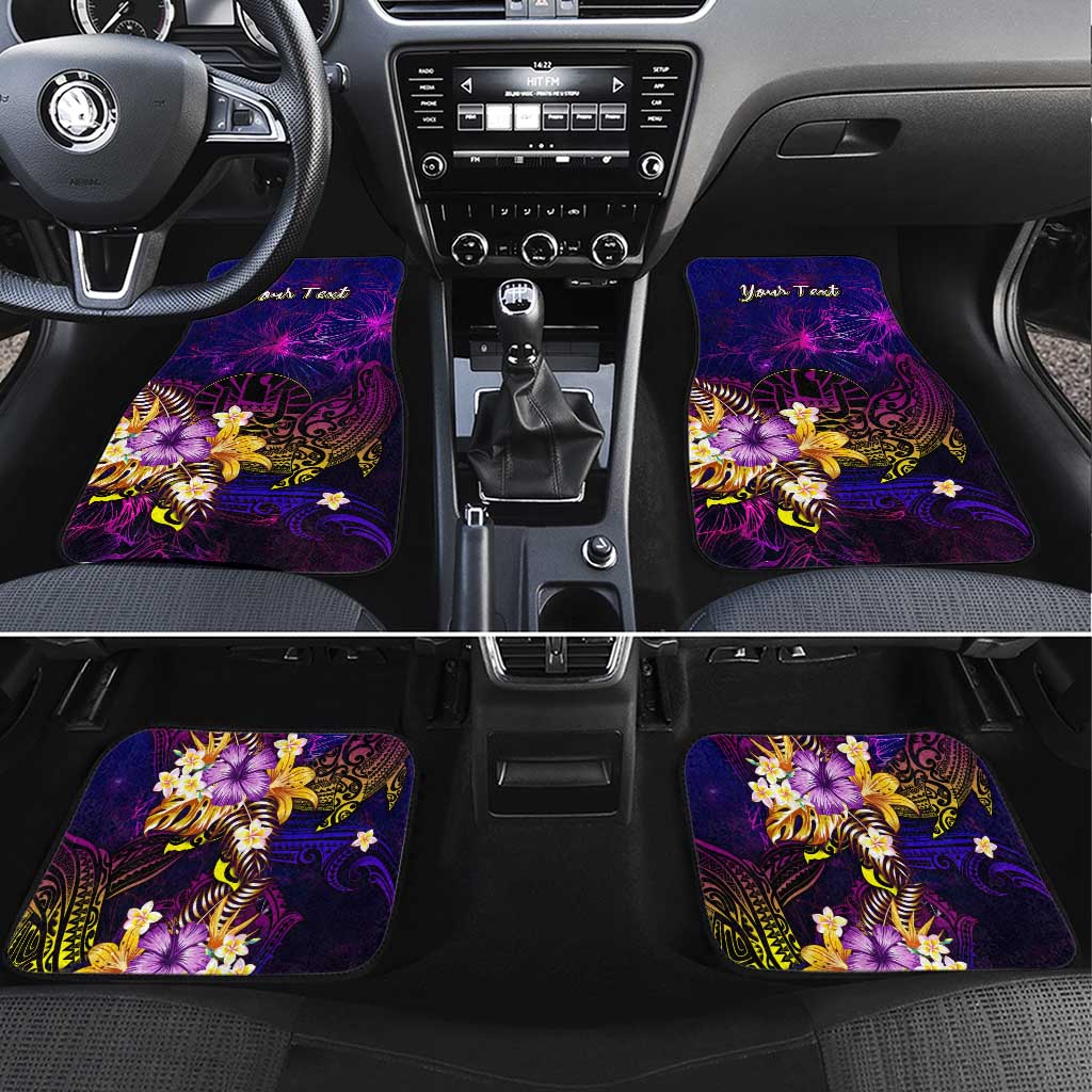 Tahiti French Polynesia Car Mats Whale Hibiscus Polynesian DT02 Set 4pcs Purple - Polynesian Pride