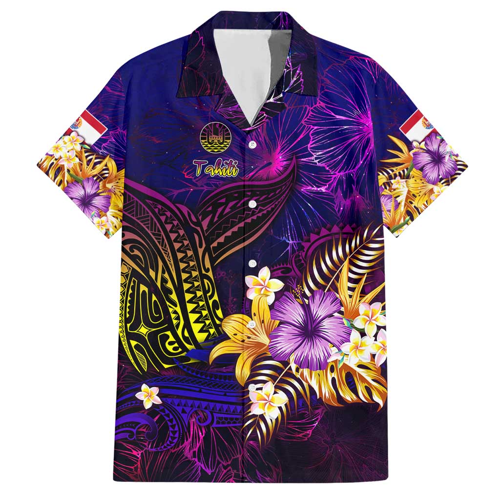 Tahiti French Polynesia Hawaiian Shirt Whale Hibiscus Polynesian DT02 Purple - Polynesian Pride