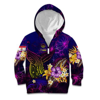 Tahiti French Polynesia Kid Hoodie Whale Hibiscus Polynesian DT02 Zip Hoodie Purple - Polynesian Pride