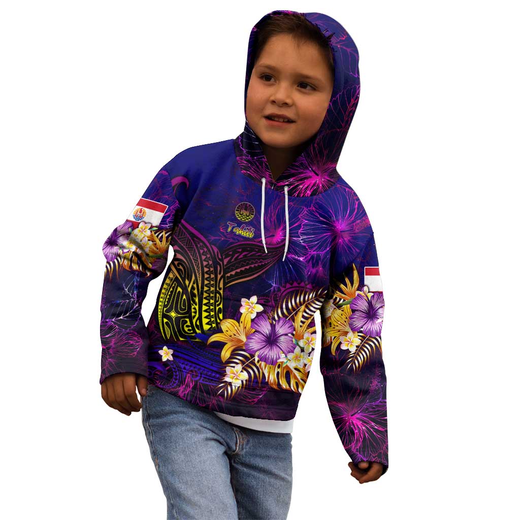 Tahiti French Polynesia Kid Hoodie Whale Hibiscus Polynesian DT02 - Polynesian Pride