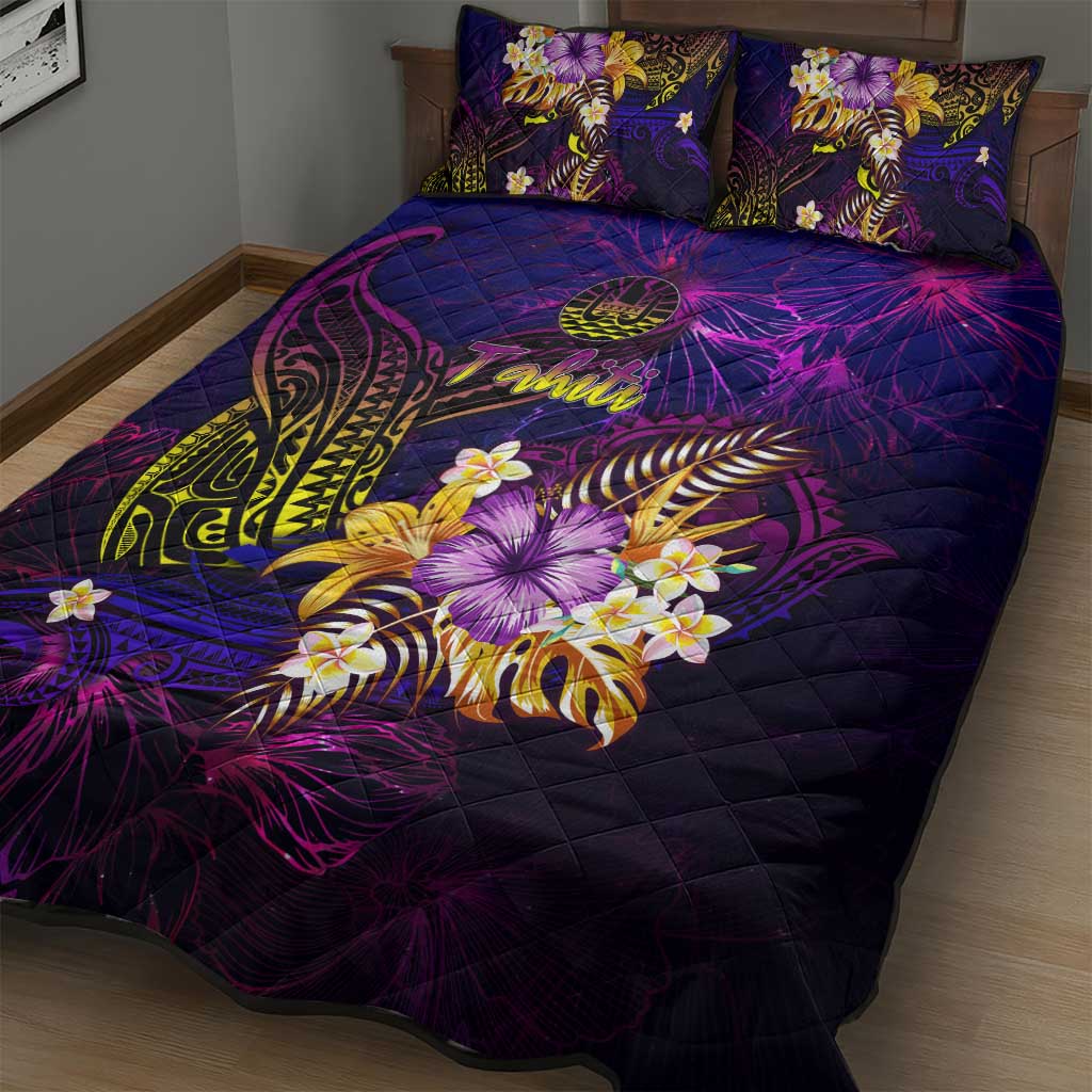 Tahiti French Polynesia Quilt Bed Set Whale Hibiscus Polynesian DT02 - Polynesian Pride