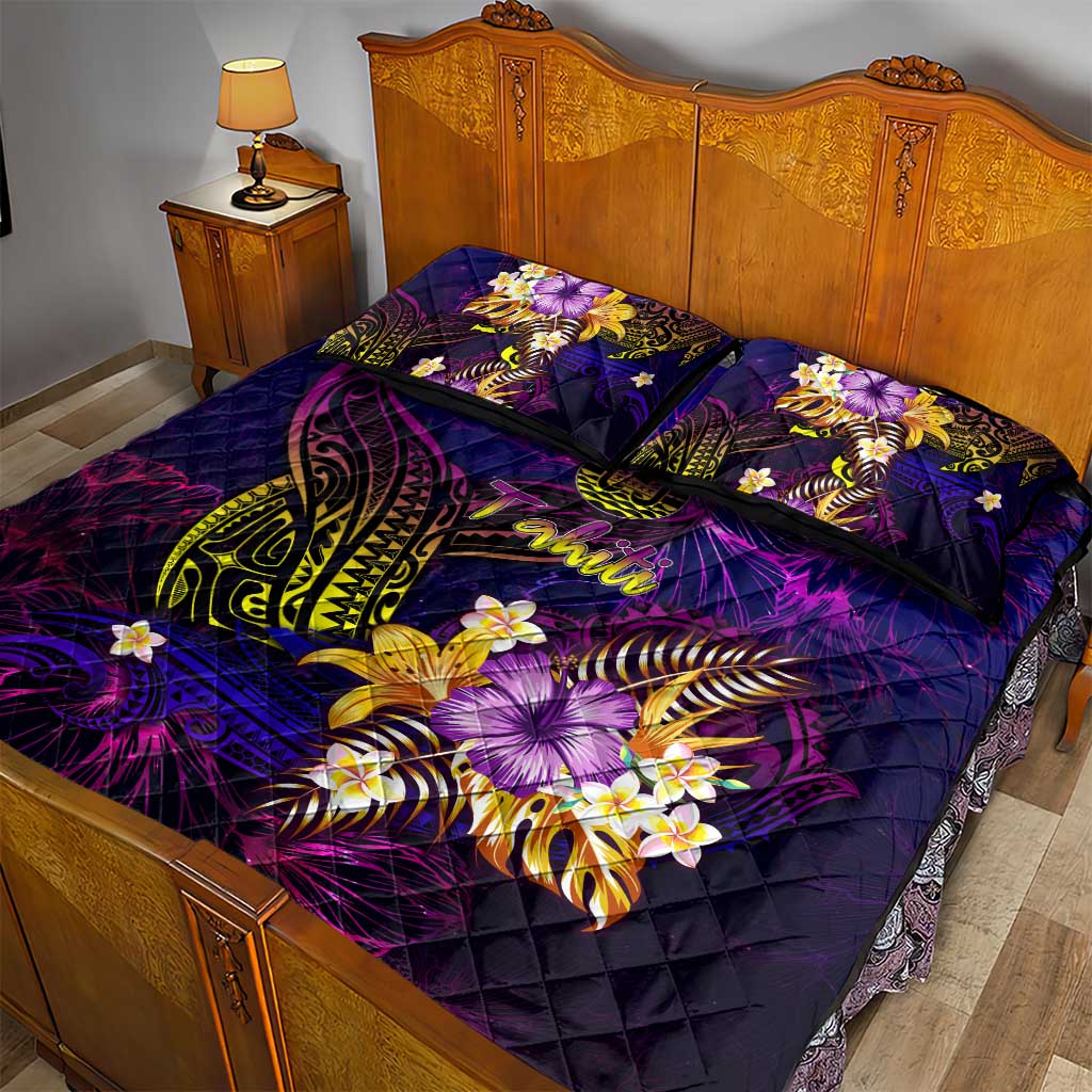 Tahiti French Polynesia Quilt Bed Set Whale Hibiscus Polynesian DT02 - Polynesian Pride