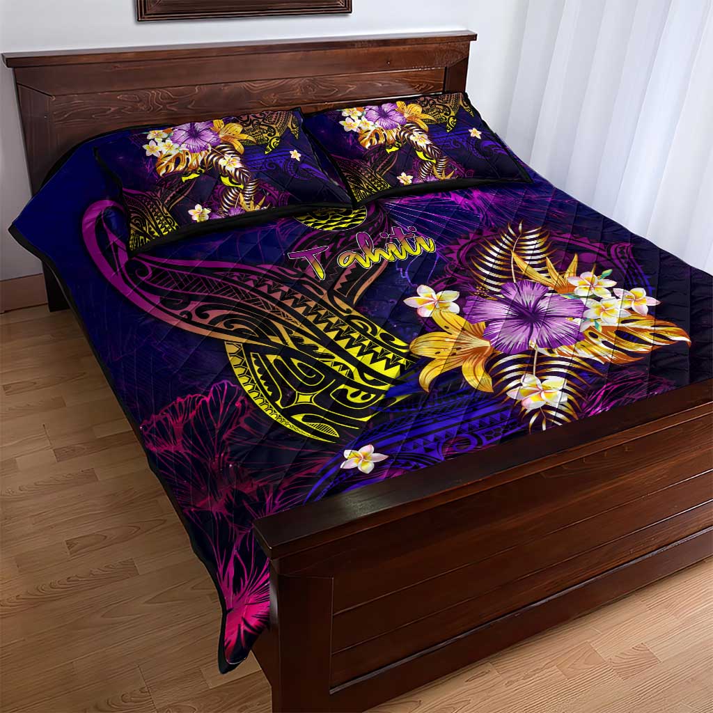 Tahiti French Polynesia Quilt Bed Set Whale Hibiscus Polynesian DT02 - Polynesian Pride