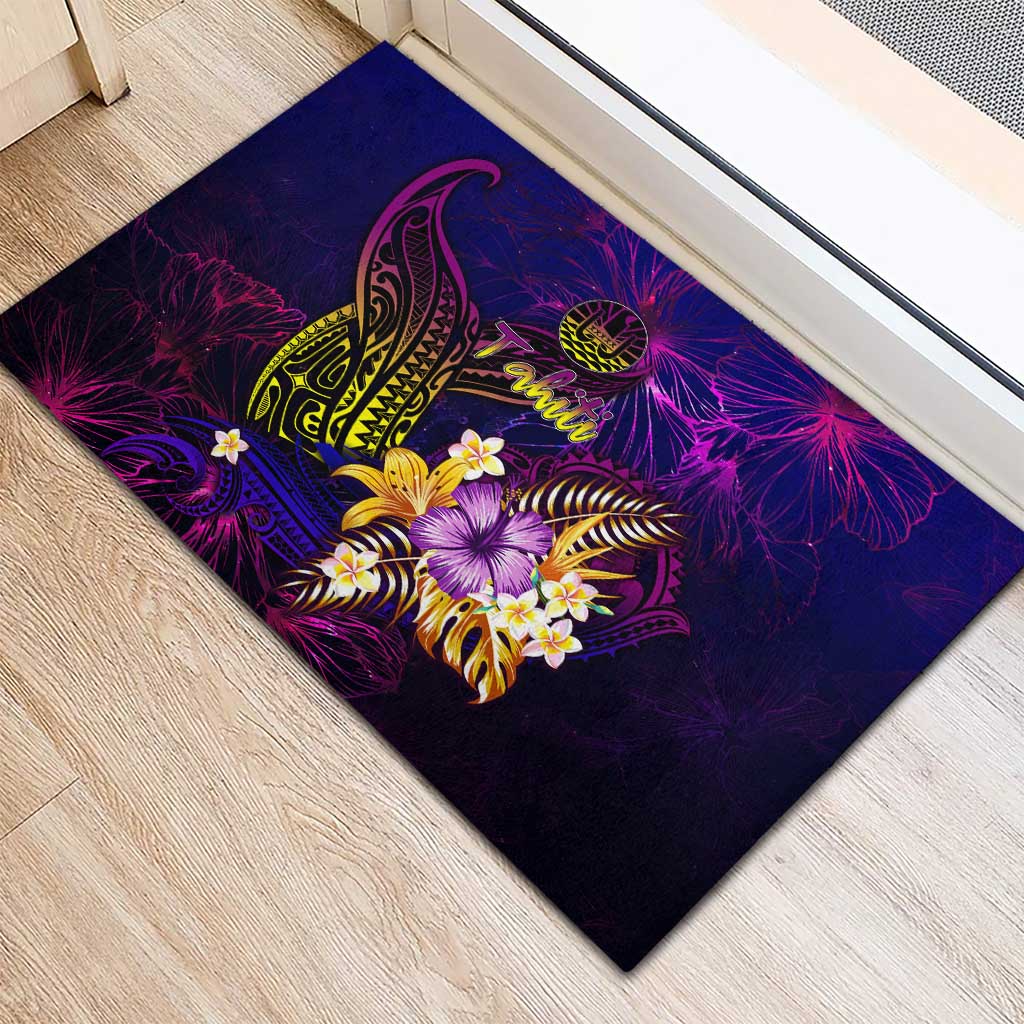 Tahiti French Polynesia Rubber Doormat Whale Hibiscus Polynesian DT02 - Polynesian Pride