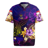 Tahiti French Polynesia Rugby Jersey Whale Hibiscus Polynesian DT02 Purple - Polynesian Pride