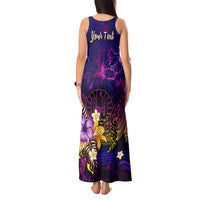 Tahiti French Polynesia Tank Maxi Dress Whale Hibiscus Polynesian DT02 - Polynesian Pride