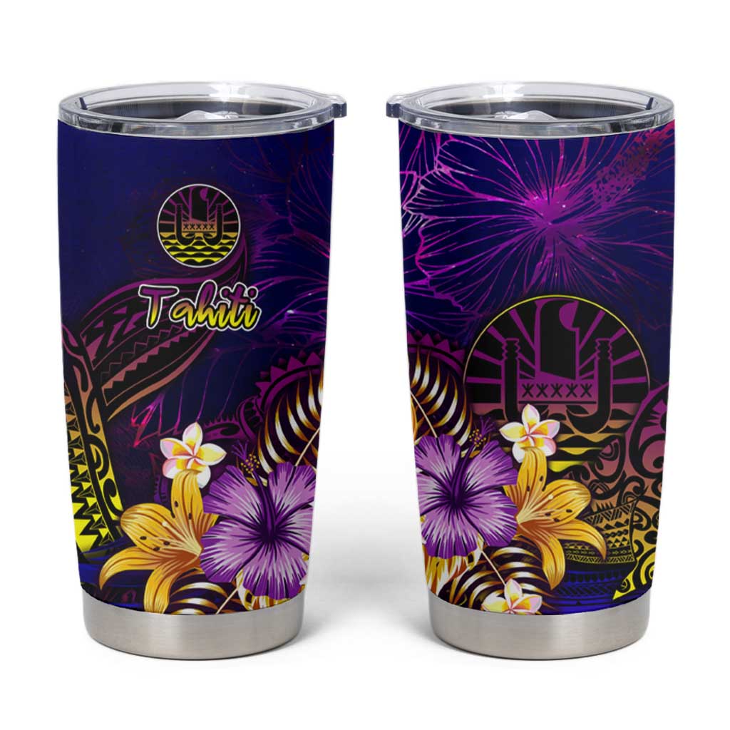 Tahiti French Polynesia Tumbler Cup Whale Hibiscus Polynesian DT02 Purple - Polynesian Pride