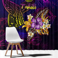 Tahiti French Polynesia Window Curtain Whale Hibiscus Polynesian DT02 - Polynesian Pride
