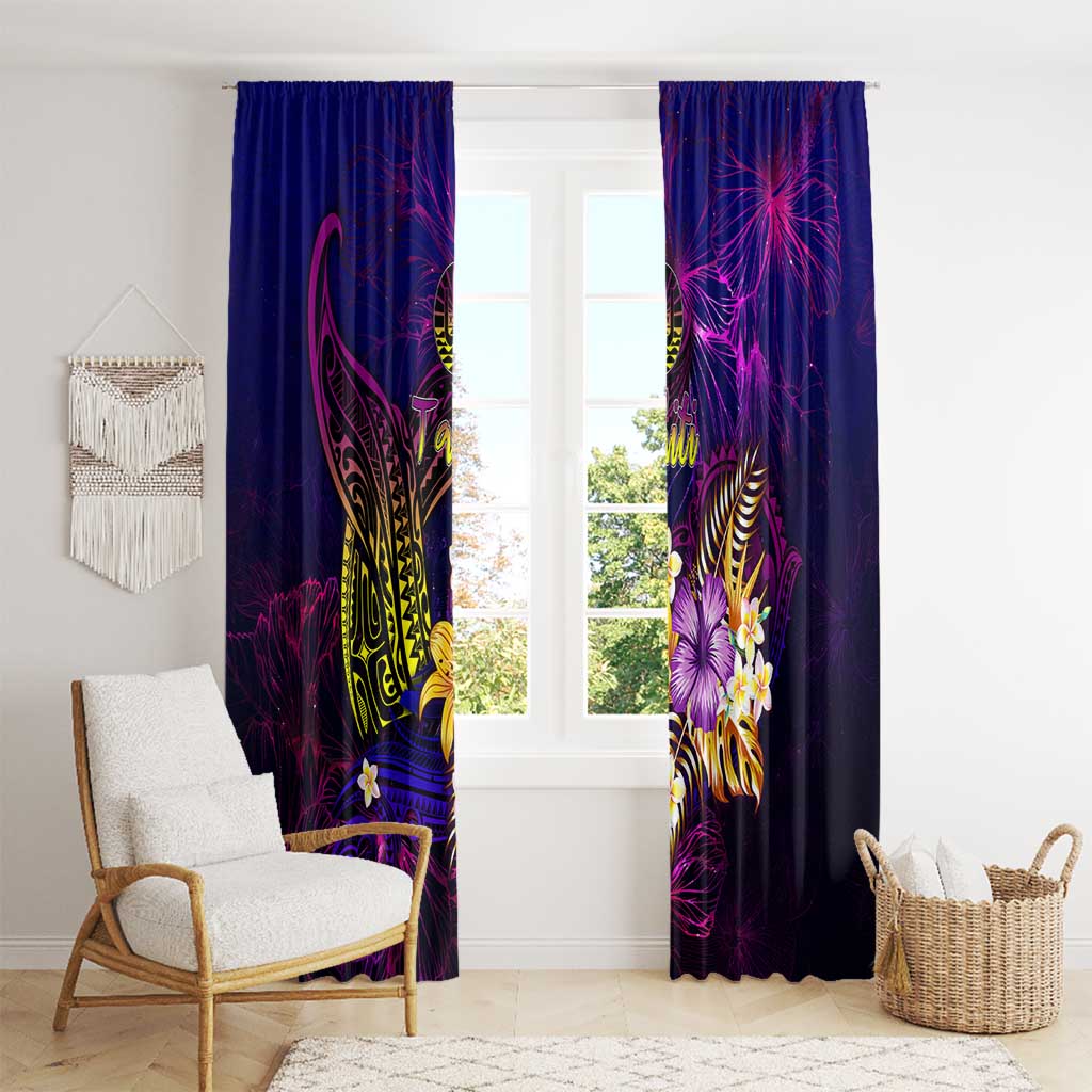 Tahiti French Polynesia Window Curtain Whale Hibiscus Polynesian DT02 - Polynesian Pride