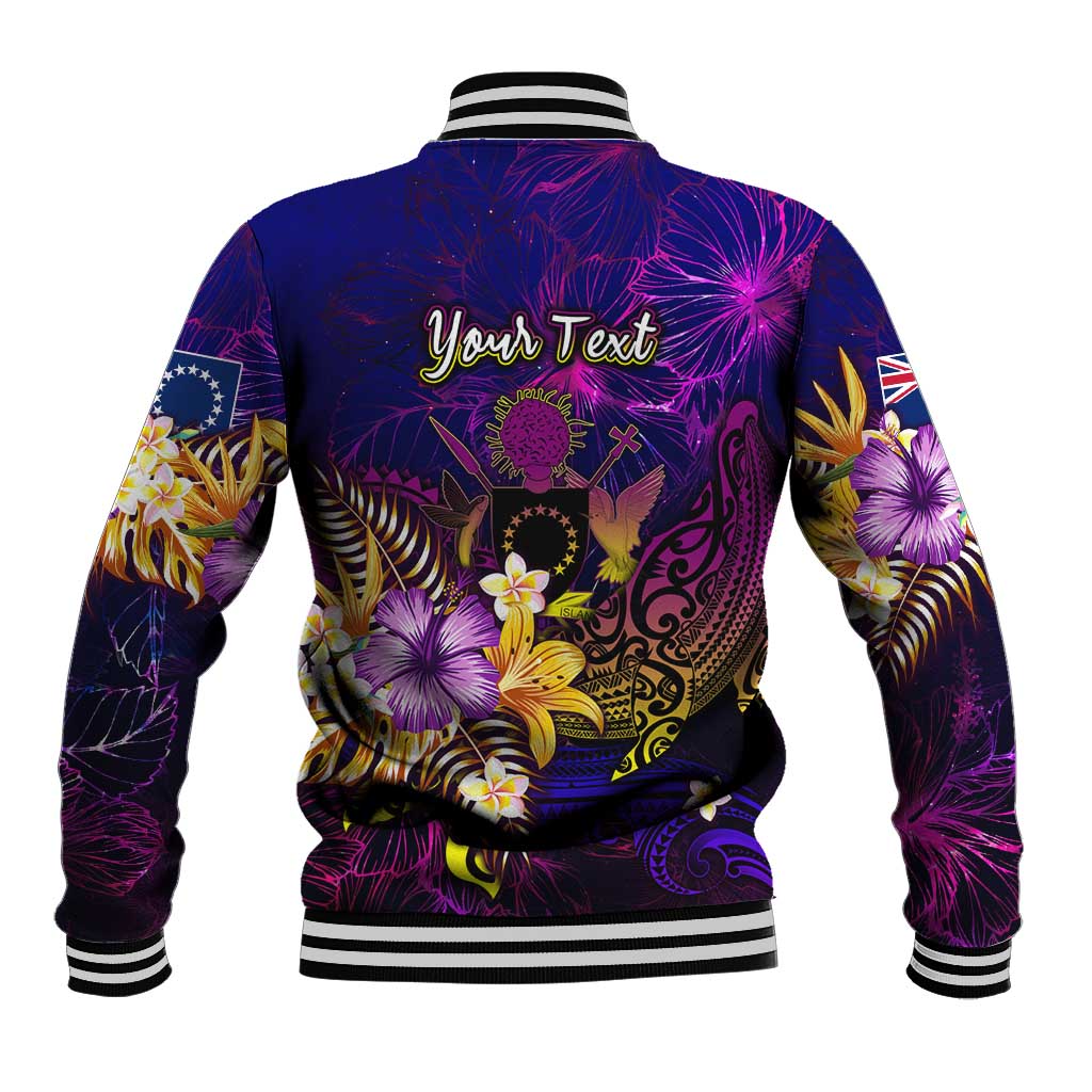 Cook Islands Baseball Jacket Whale Hibiscus Polynesian DT02 - Polynesian Pride