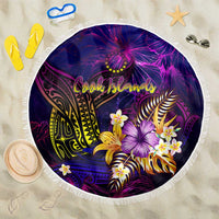Cook Islands Beach Blanket Whale Hibiscus Polynesian DT02 One Size 150cm Purple - Polynesian Pride