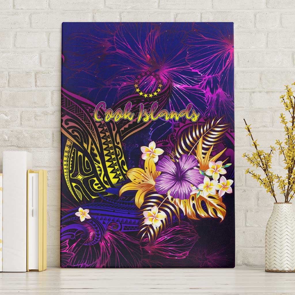 Cook Islands Canvas Wall Art Whale Hibiscus Polynesian DT02 Without Frame Purple - Polynesian Pride