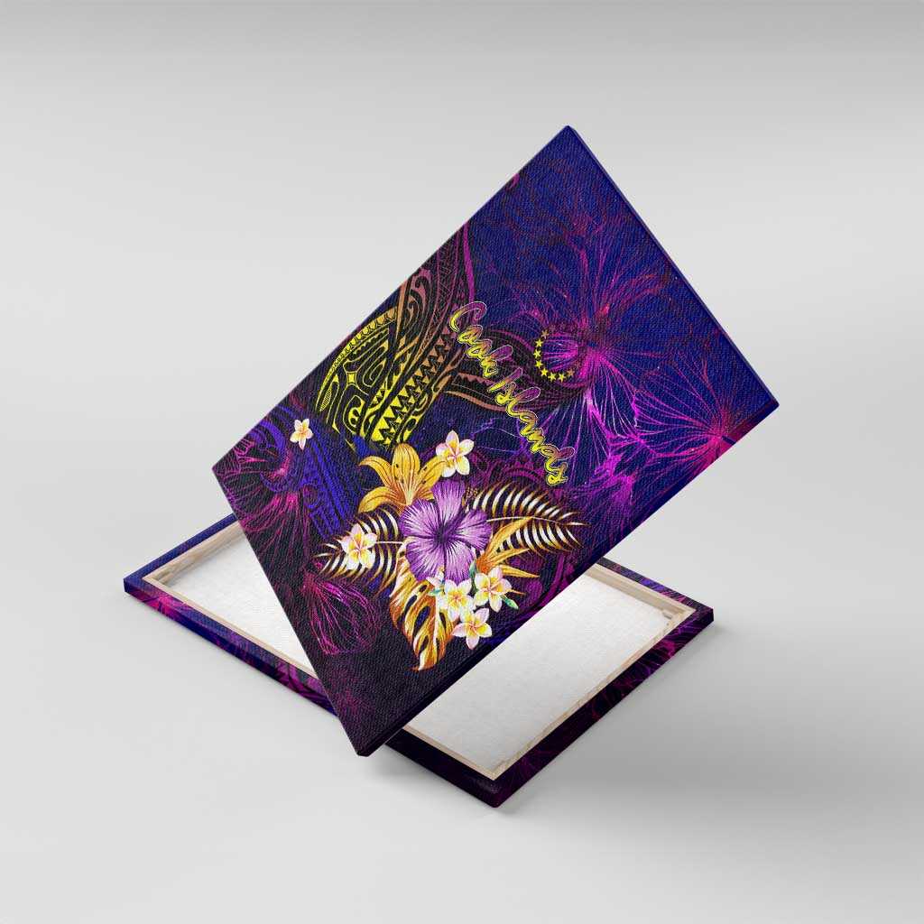 Cook Islands Canvas Wall Art Whale Hibiscus Polynesian DT02 With Frame Purple - Polynesian Pride