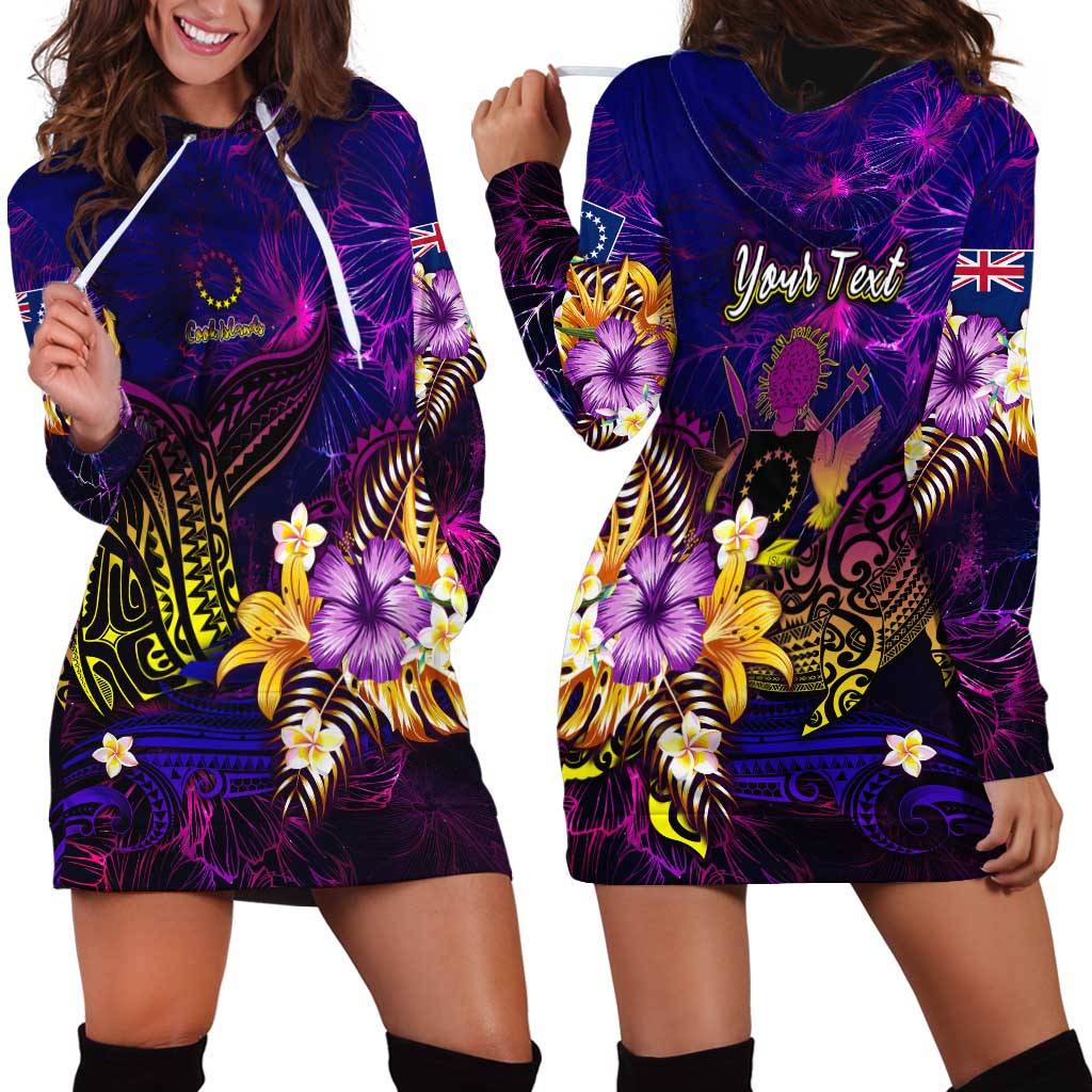 Cook Islands Hoodie Dress Whale Hibiscus Polynesian DT02 - Polynesian Pride