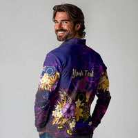 Cook Islands Long Sleeve Polo Shirt Whale Hibiscus Polynesian DT02 - Polynesian Pride
