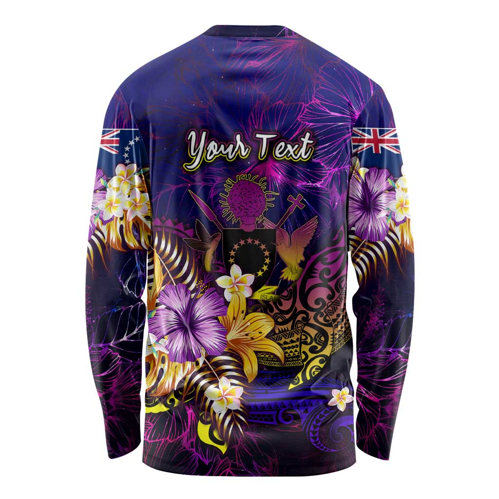 Cook Islands Long Sleeve Shirt Whale Hibiscus Polynesian DT02 - Polynesian Pride