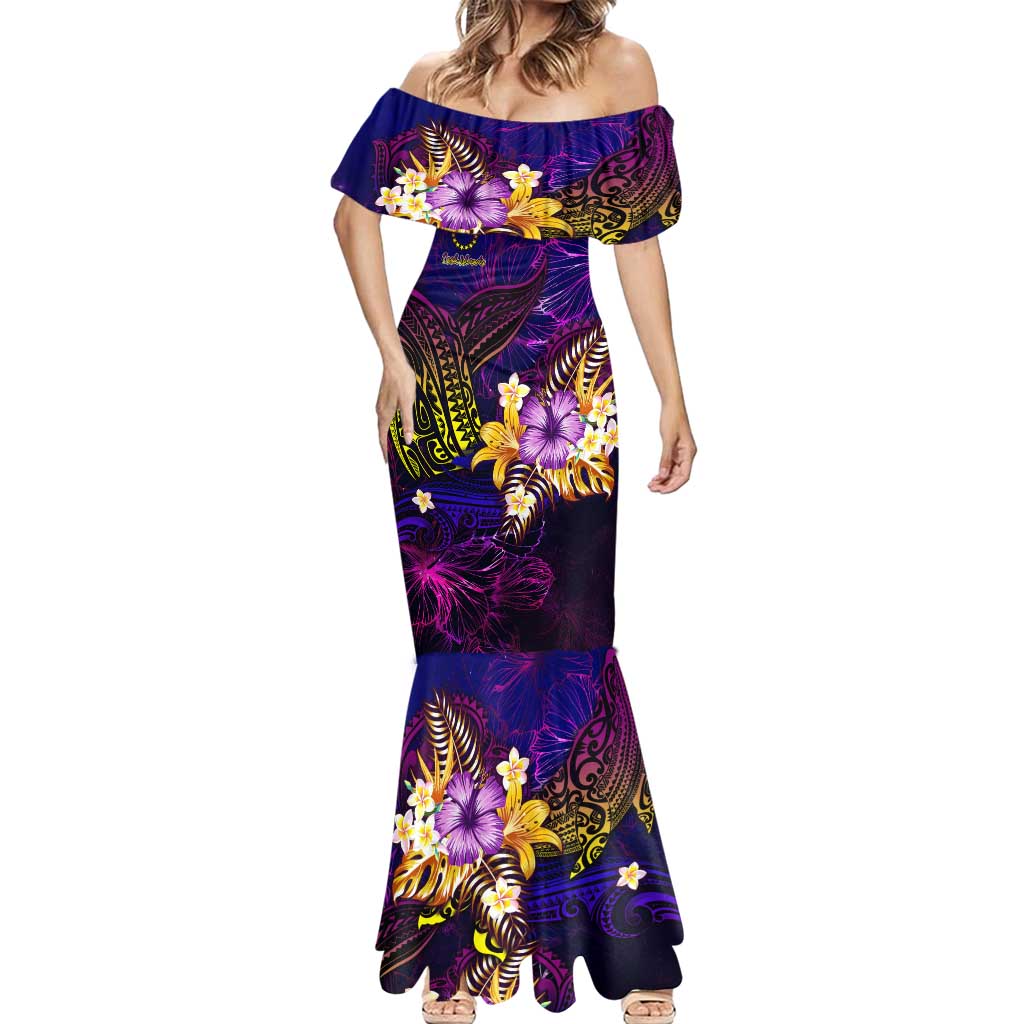 Cook Islands Mermaid Dress Whale Hibiscus Polynesian DT02 - Polynesian Pride