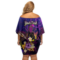 Cook Islands Off Shoulder Short Dress Whale Hibiscus Polynesian DT02 - Polynesian Pride