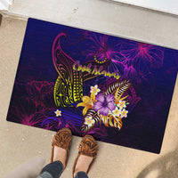 Cook Islands Rubber Doormat Whale Hibiscus Polynesian DT02 - Polynesian Pride