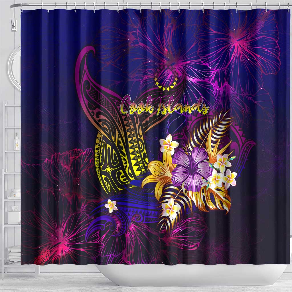 Cook Islands Shower Curtain Whale Hibiscus Polynesian DT02 - Polynesian Pride