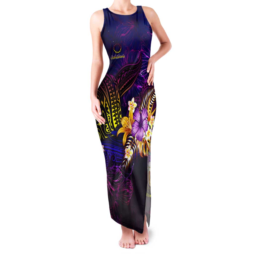 Cook Islands Tank Maxi Dress Whale Hibiscus Polynesian DT02 Women Purple - Polynesian Pride