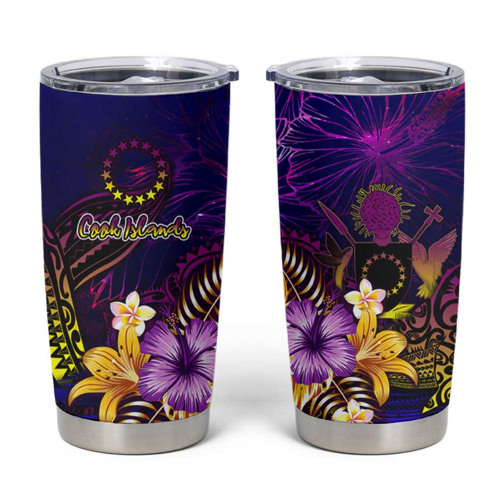 Cook Islands Tumbler Cup Whale Hibiscus Polynesian DT02 Purple - Polynesian Pride