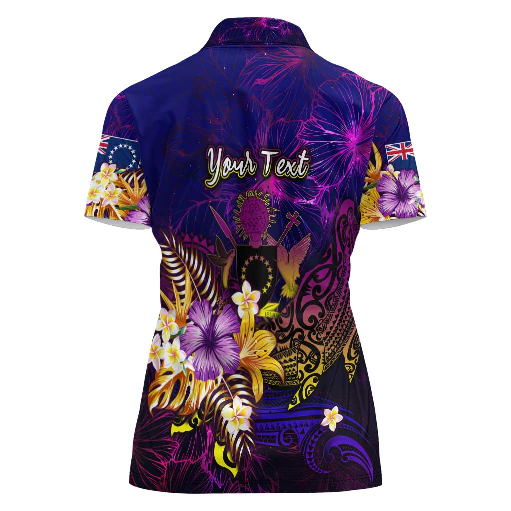 Cook Islands Women Polo Shirt Whale Hibiscus Polynesian DT02 - Polynesian Pride