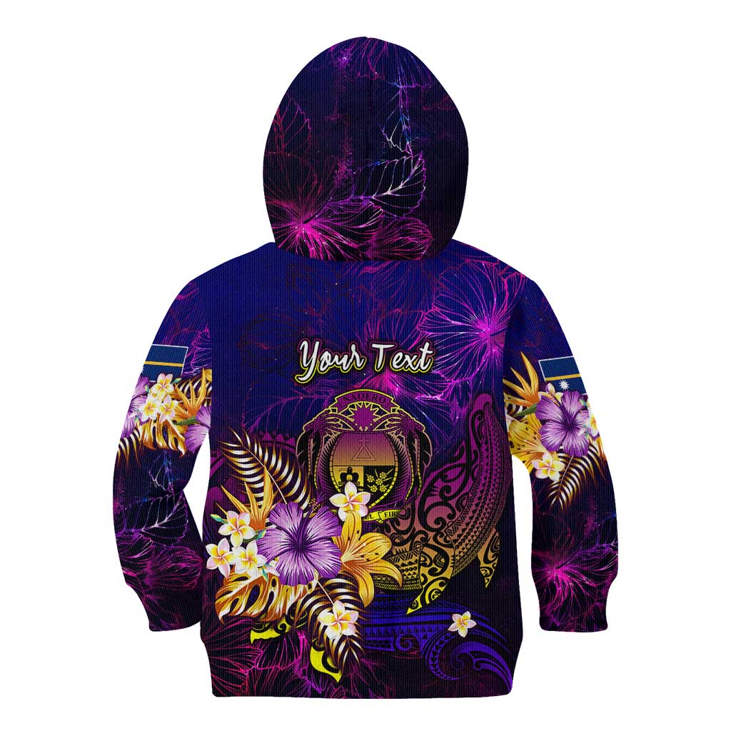 Nauru Kid Hoodie Whale Hibiscus Polynesian DT02 - Polynesian Pride