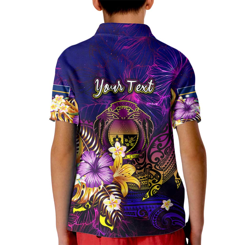 Nauru Kid Polo Shirt Whale Hibiscus Polynesian DT02 - Polynesian Pride