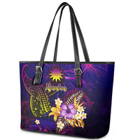 Nauru Leather Tote Bag Whale Hibiscus Polynesian DT02 - Polynesian Pride