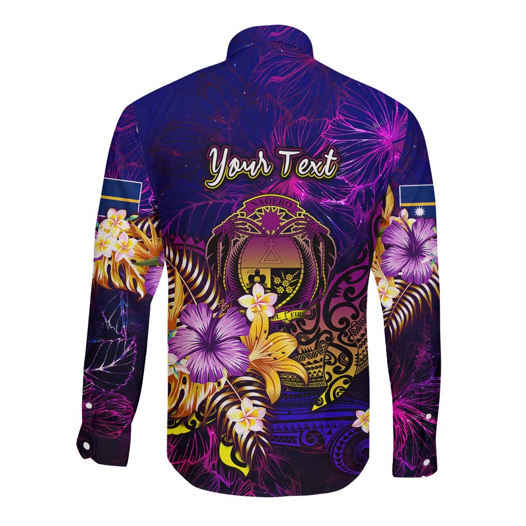 Nauru Long Sleeve Button Shirt Whale Hibiscus Polynesian DT02 - Polynesian Pride