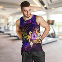 Nauru Men Tank Top Whale Hibiscus Polynesian DT02 Purple - Polynesian Pride