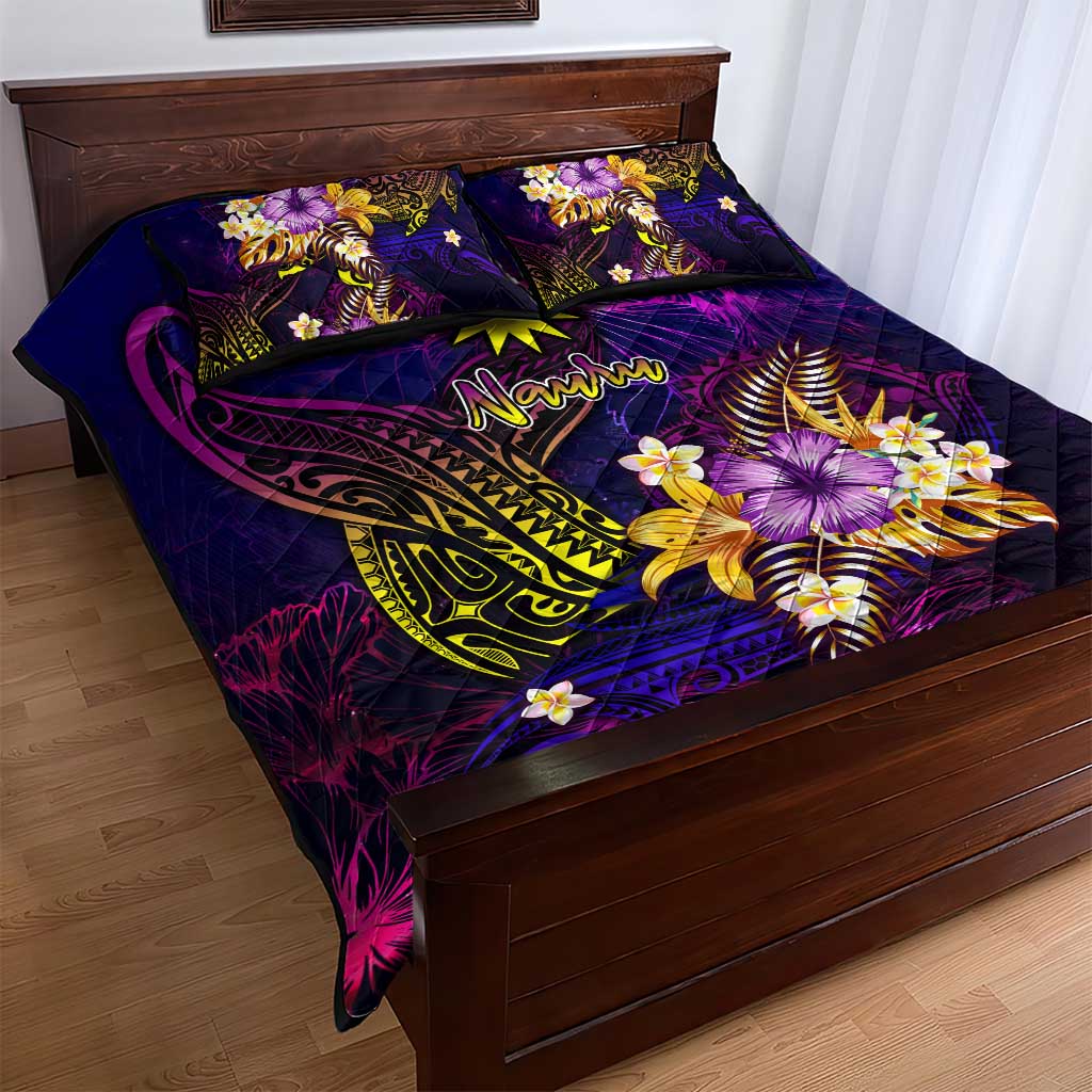 Nauru Quilt Bed Set Whale Hibiscus Polynesian DT02 - Polynesian Pride